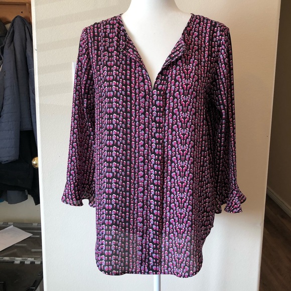 Patterned flutter sleeve blouse - Picture 2 of 4